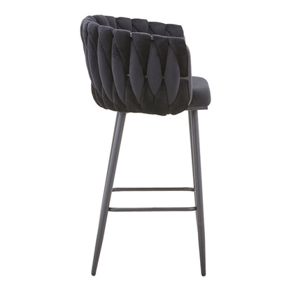 Vivian bar stool pakoworld black velvet-leg black metal 57x50x100cm