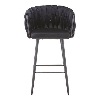 Vivian bar stool pakoworld black velvet-leg black metal 57x50x100cm