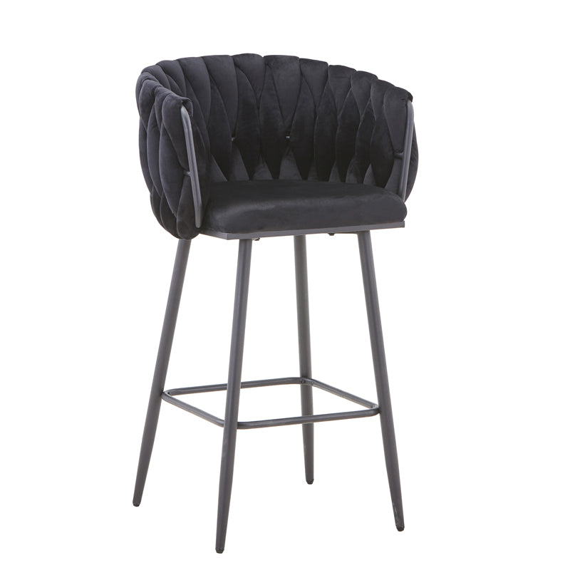 Vivian bar stool pakoworld black velvet-leg black metal 57x50x100cm