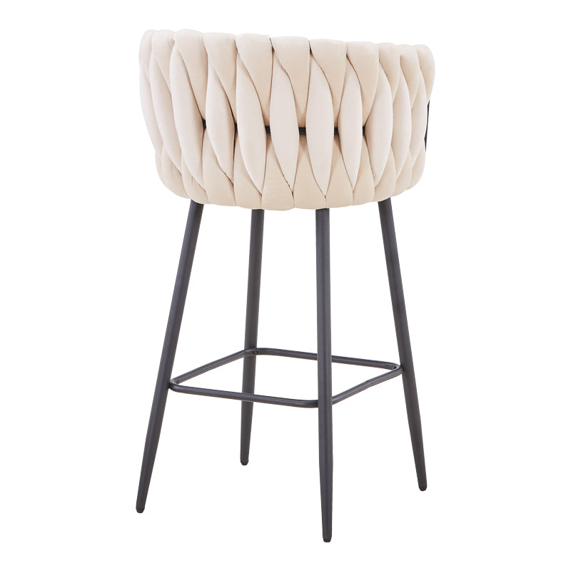 Vivian bar stool pakoworld beige velvet-leg black metal 57x50x100cm