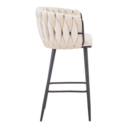 Vivian bar stool pakoworld beige velvet-leg black metal 57x50x100cm