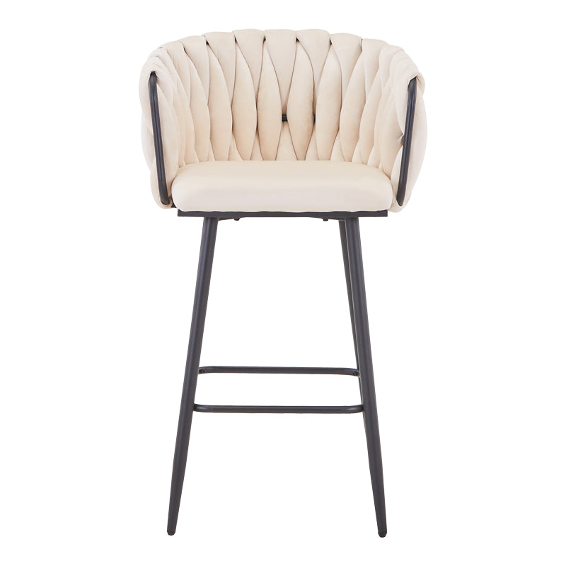 Vivian bar stool pakoworld beige velvet-leg black metal 57x50x100cm