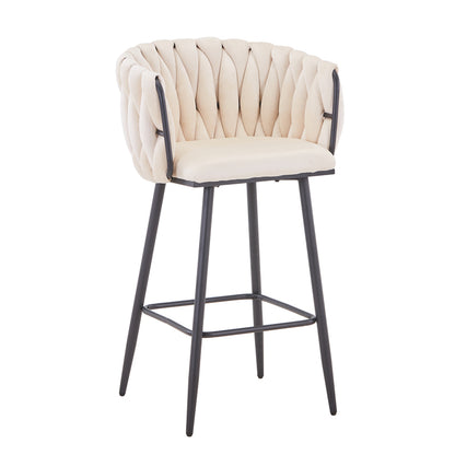 Vivian bar stool pakoworld beige velvet-leg black metal 57x50x100cm