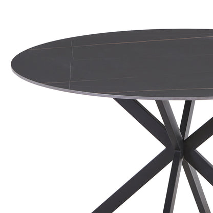 Stoyen pakoworld table black marble ceramic-black metal D120x75cm