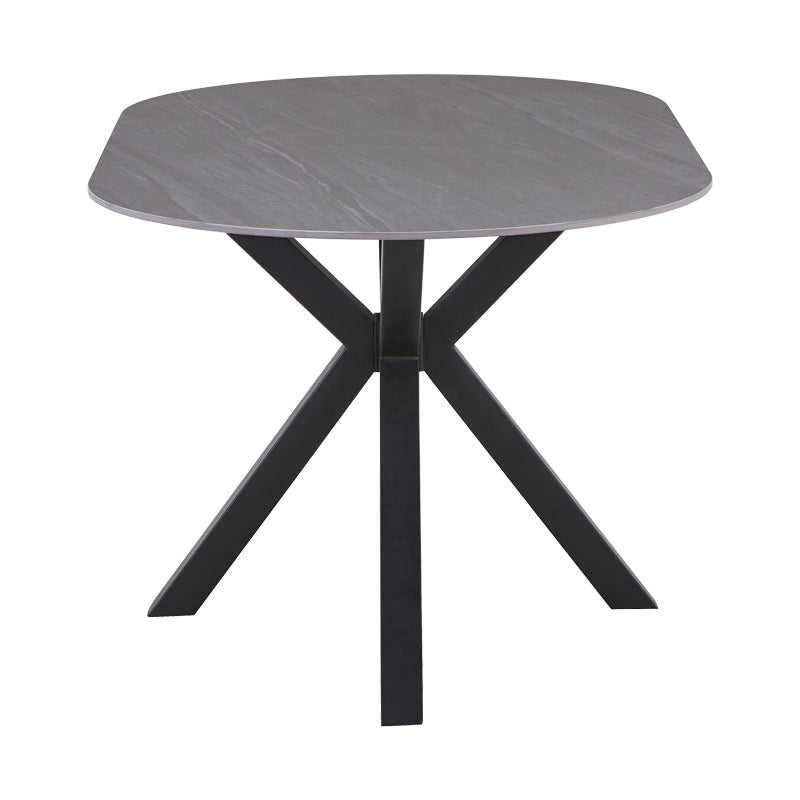Makrey table pakoworld gray marble ceramic-black metal 160x90x75cm