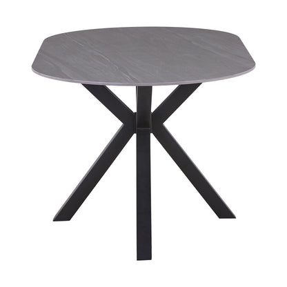 Makrey table pakoworld gray marble ceramic-black metal 160x90x75cm