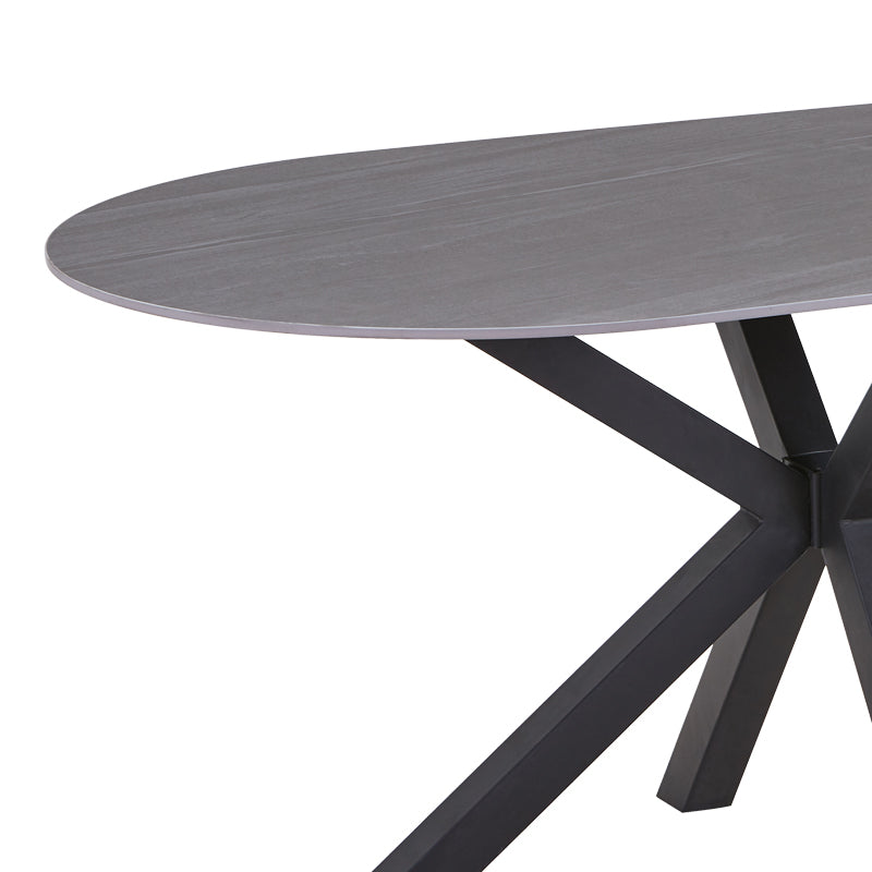 Makrey table pakoworld gray marble ceramic-black metal 160x90x75cm