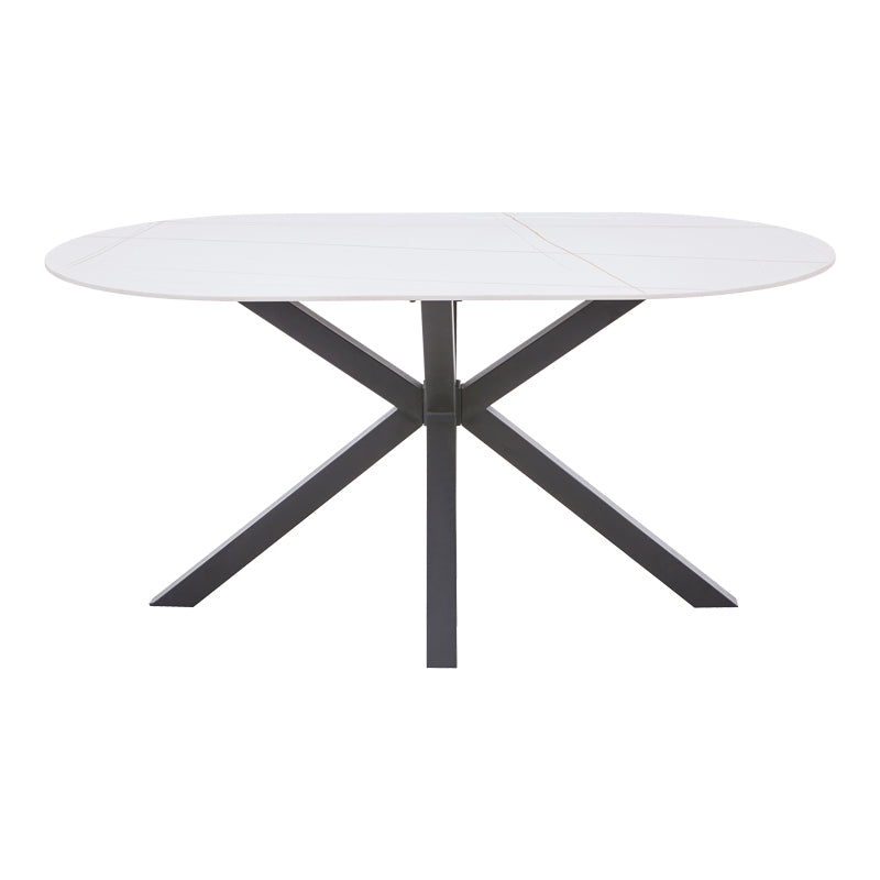 Makrey table pakoworld white marble ceramic-black metal 160x90x75cm