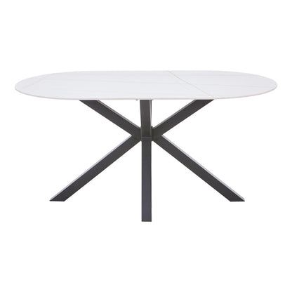 Makrey table pakoworld white marble ceramic-black metal 160x90x75cm