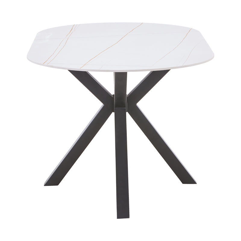 Makrey table pakoworld white marble ceramic-black metal 160x90x75cm