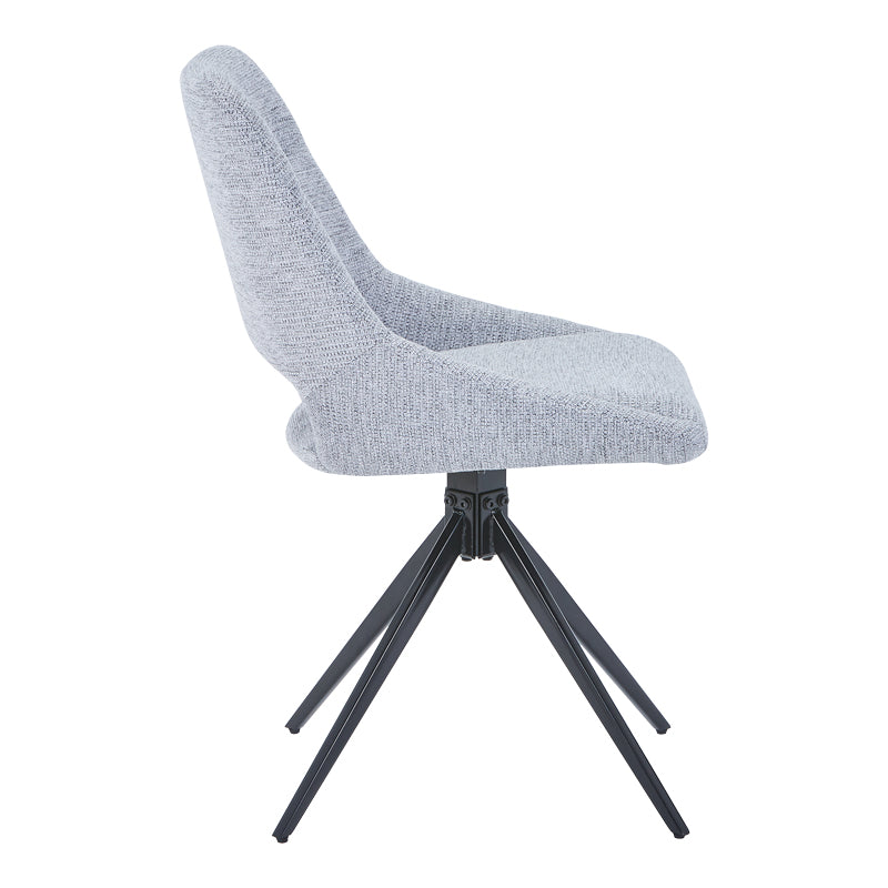 Luciano I pakoworld swivel chair in grey fabric-metal leg black 52.5x54x85cm