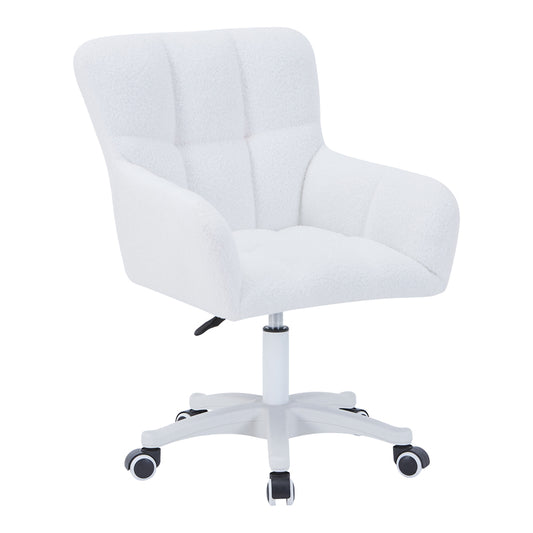 Givole pakoworld swivel armchair in white teddy fabric 55x50x76-86cm