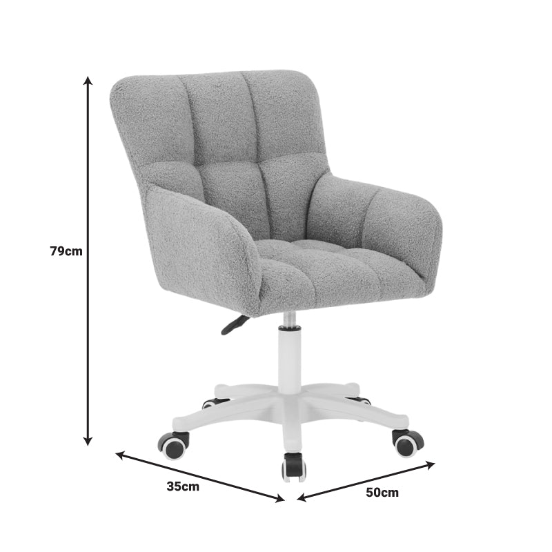 Givole office chair in grey teddy fabric 55x50x76-86cm