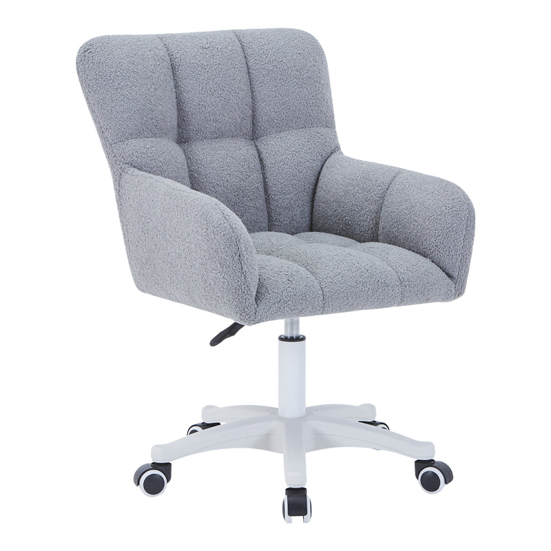 Givole office chair in grey teddy fabric 55x50x76-86cm