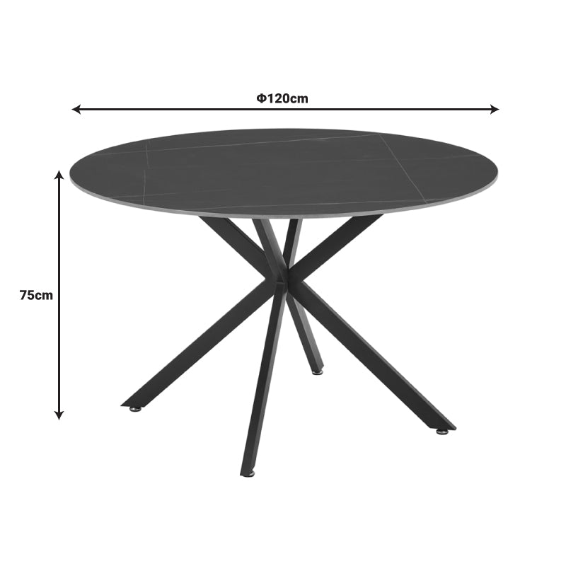 Vivian-Stoyen pakoworld dining table 5 pcs black velvet - black marble Φ120x75cm