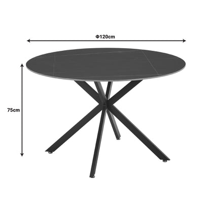 Vivian-Stoyen pakoworld dining table 5 pcs black velvet - black marble Φ120x75cm