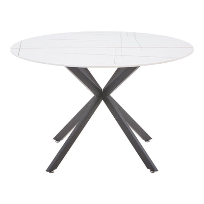 Dining table Karg-Stoyen pakoworld 5 pcs white fabric - white-black marble Φ120x75cm