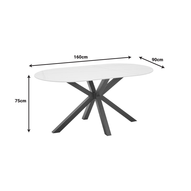 Karg-Makrey pakoworld dining table 5 pcs white fabric - white marble 160x90x75cm