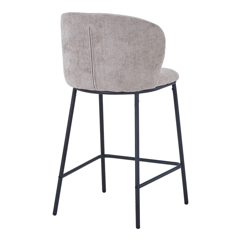 Bar stool Karg beige fabric-black metal leg 49x46x93cm