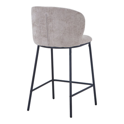 Bar stool Karg beige fabric-black metal leg 49x46x93cm