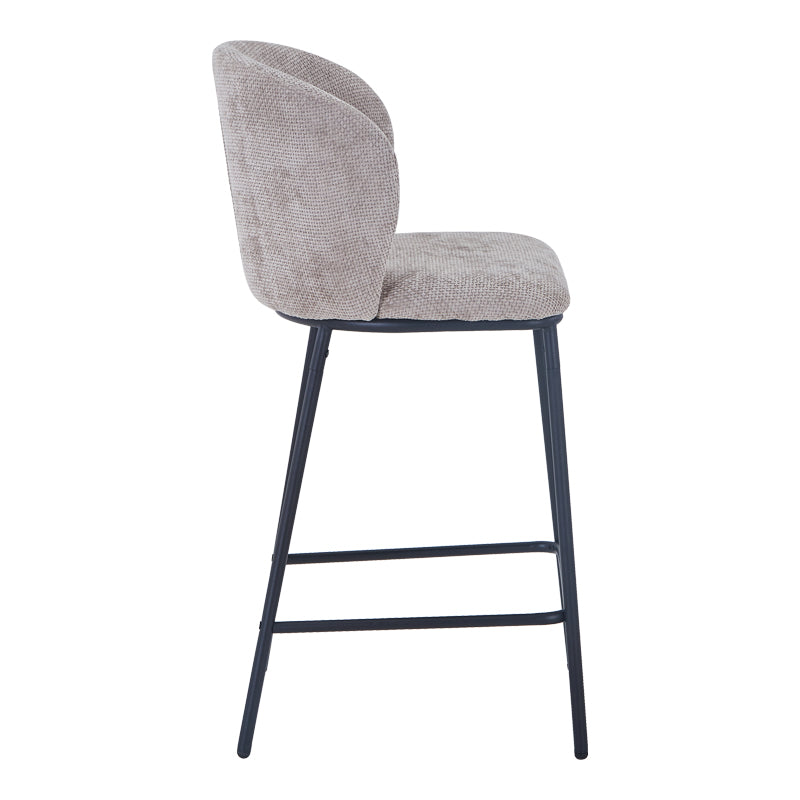 Bar stool Karg beige fabric-black metal leg 49x46x93cm