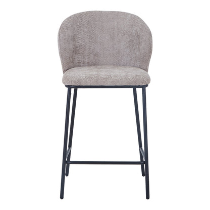 Bar stool Karg beige fabric-black metal leg 49x46x93cm