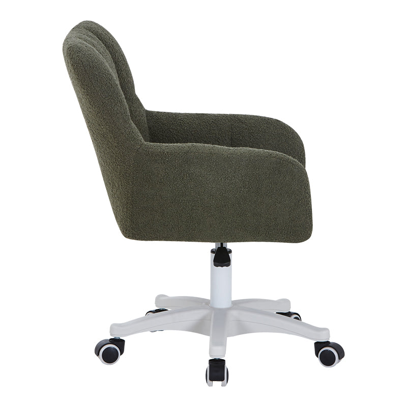Givole office chair in olive green boucle fabric 55x55x75-84cm