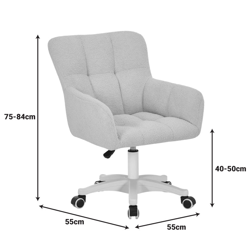 Givole office chair in olive green boucle fabric 55x55x75-84cm