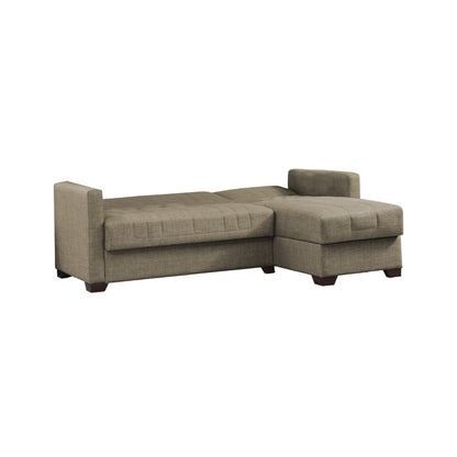 Corner sofa-bed with storage space Alaska pakoworld brown fabric 204x143x83cm