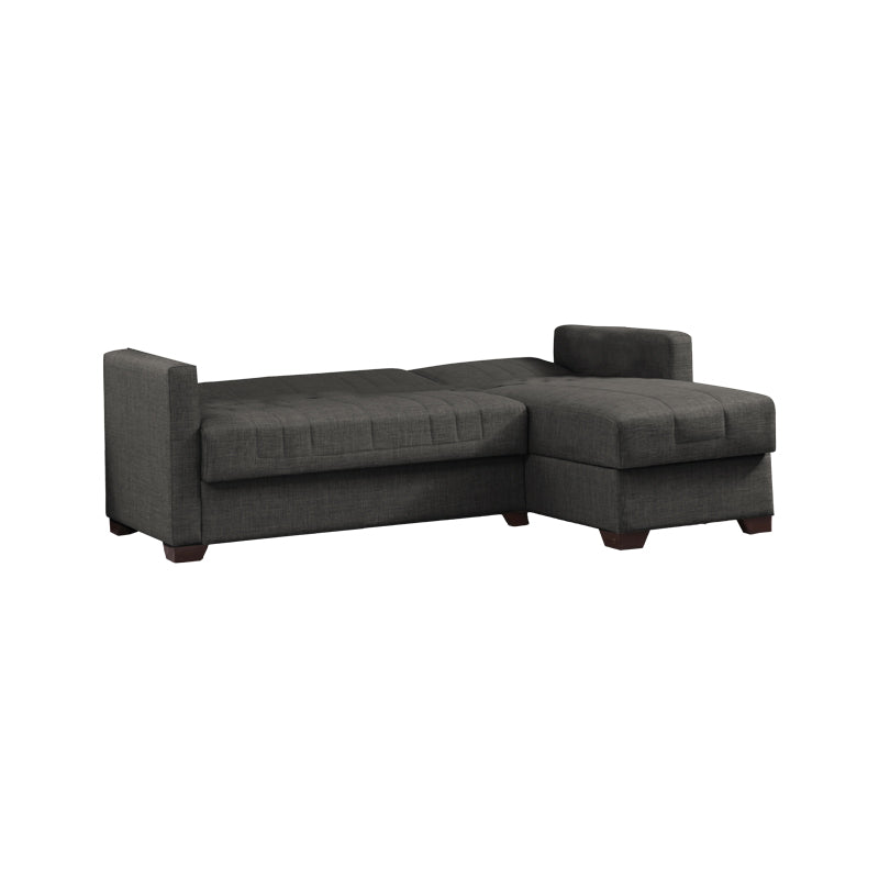 Reversible corner sofa-bed with storage space Alaska dark grey fabric 204x143x83cm