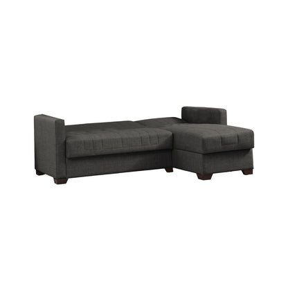 Reversible corner sofa-bed with storage space Alaska dark grey fabric 204x143x83cm