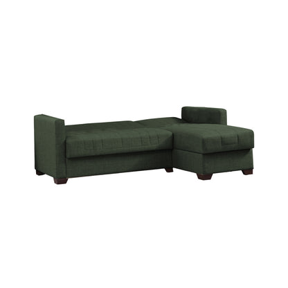 Corner sofa-bed with storage space Alaska pakoworld green fabric 204x143x83cm