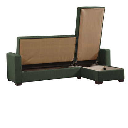 Corner sofa-bed with storage space Alaska pakoworld green fabric 204x143x83cm