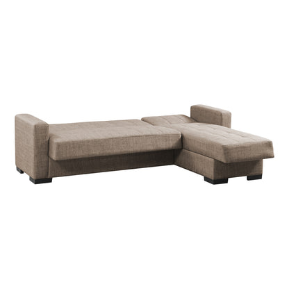 Corner sofa-bed with storage space Kansas pakoworld beige fabric 235x150x80cm