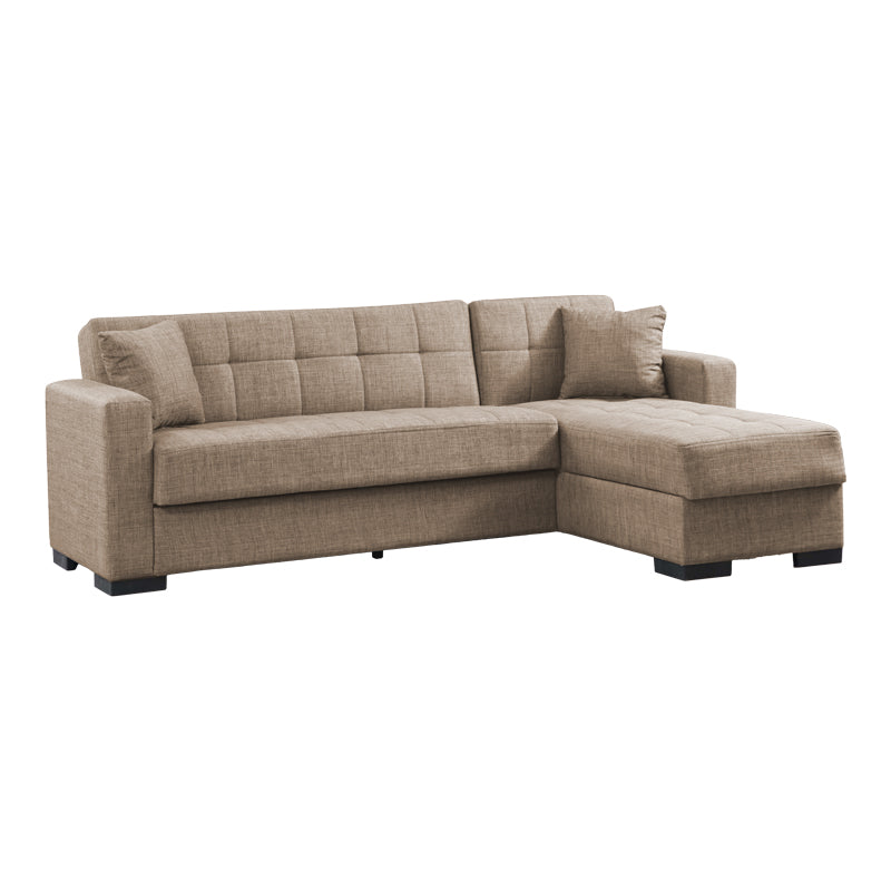 Corner sofa-bed with storage space Kansas pakoworld beige fabric 235x150x80cm