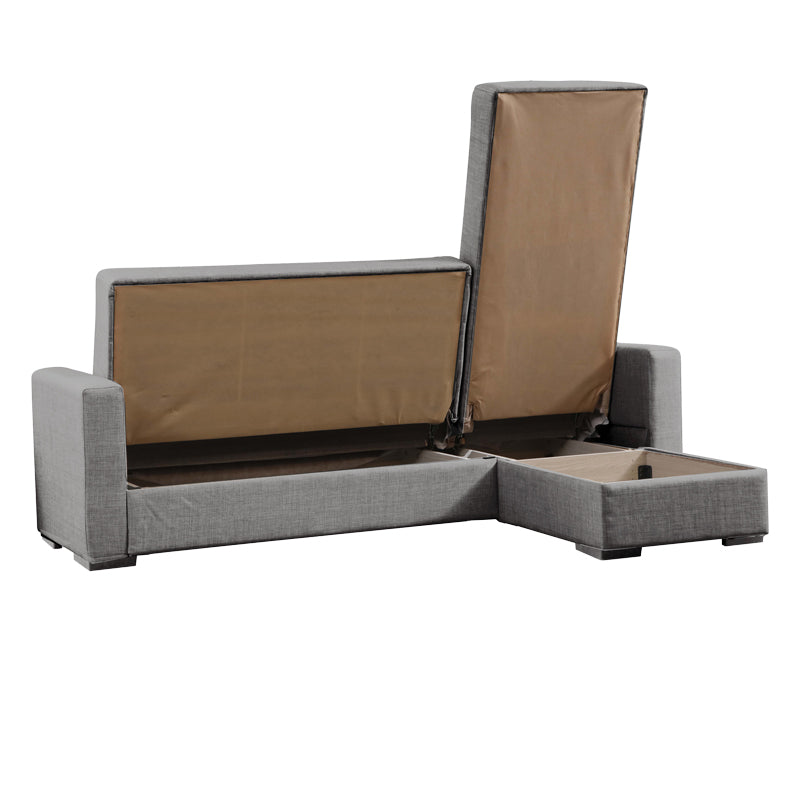 Corner sofa-bed with storage space Kansas pakoworld dark grey fabric 235x150x80cm