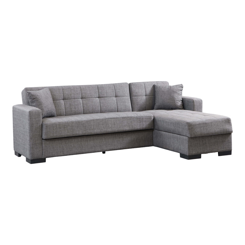 Corner sofa-bed with storage space Kansas pakoworld dark grey fabric 235x150x80cm