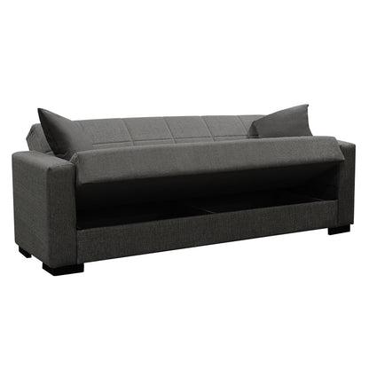 Three-seater sofa-bed with storage space Vox pakoworld anthracite fabric 214x82x83cm