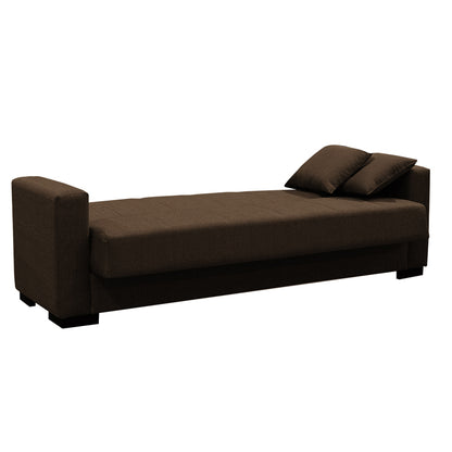 Sofa-bed with storage three-seater Vox pakoworld brown fabric 214x82x83cm