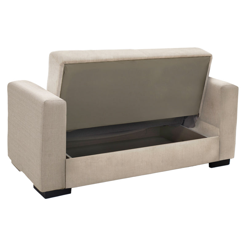 Sofa-bed with storage two-seater Vox pakoworld cream fabric 154x82x83cm