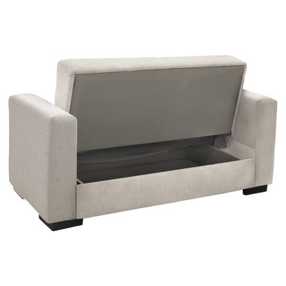 Sofa-bed with storage two-seater Vox pakoworld light gray fabric 154x82x83cm