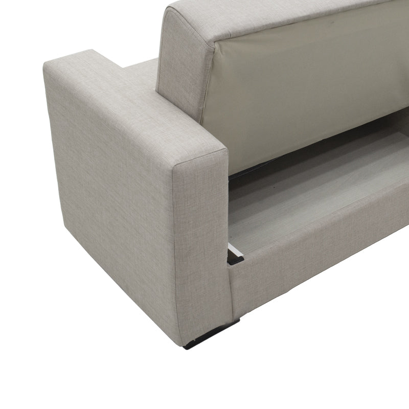 Sofa-bed with storage two-seater Vox pakoworld light gray fabric 154x82x83cm