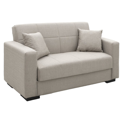 Sofa-bed with storage two-seater Vox pakoworld light gray fabric 154x82x83cm