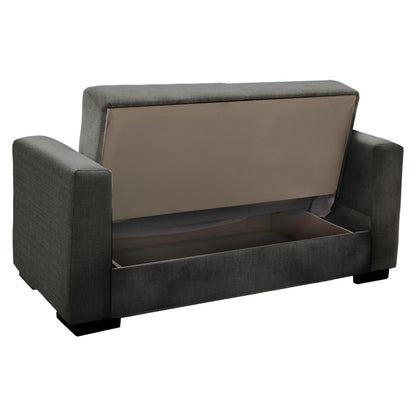 Sofa-bed with storage two-seater Vox pakoworld anthracite fabric 154x82x83cm