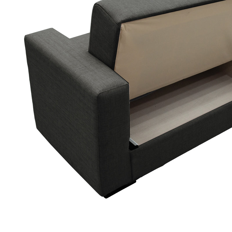 Sofa-bed with storage two-seater Vox pakoworld anthracite fabric 154x82x83cm