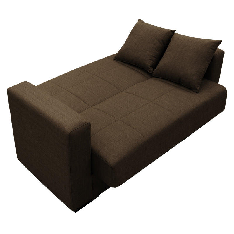 Sofa-bed with storage two-seater Vox pakoworld brown fabric 154x82x83cm