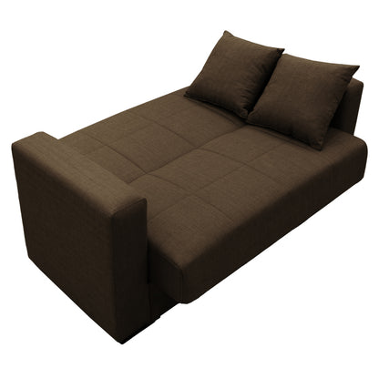 Sofa-bed with storage two-seater Vox pakoworld brown fabric 154x82x83cm