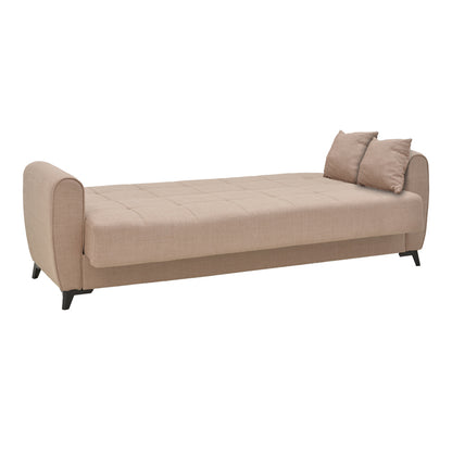 Sofa-bed with storage three-seater Lincoln pakoworld beige fabric 225x85x90cm