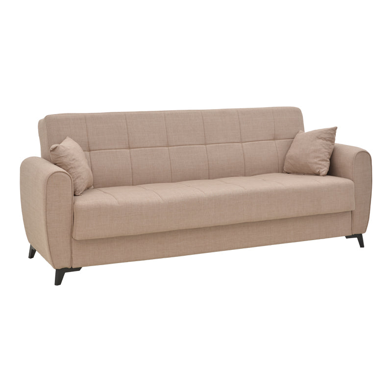 Sofa-bed with storage three-seater Lincoln pakoworld beige fabric 225x85x90cm