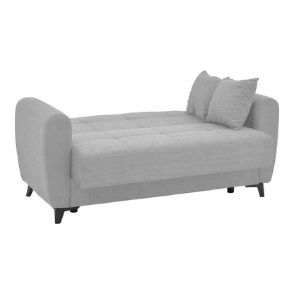 Sofa-bed with storage two-seater Lincoln pakoworld light gray fabric 165x85x90cm